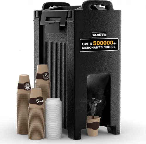 Vista 9 de WantJoin Dispensador aislado de bebidas de 5 galones, recipiente para bebidas frías y calientes con asas, contenedor térmico comercial