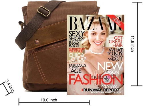 Vista 7 de Bolso de mensajero, bolso de hombro de lona pequeño vintage