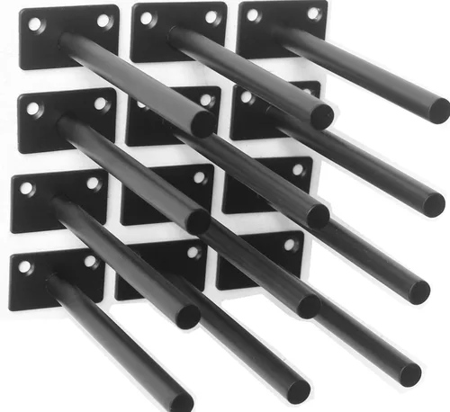 Vista 8 de 4 Piezas Soportes de Estante Flotante de Acero Sólido Negro de 5" - Soportes Ciegos para Estantes Flotantes de Madera - Soporte Ciego Oculto
