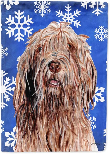 Vista 166 de Caroline's Treasures SC9374GF Bulldog English Snow flakes Holiday Garden Flag Buzón Bandera decorativa para patio exterior, patio, obras de arte