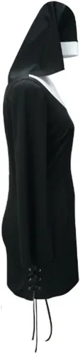 Vista 5 de Halloween Party Online HPO - Disfraz de monja traviesa para mujer (talla XL)