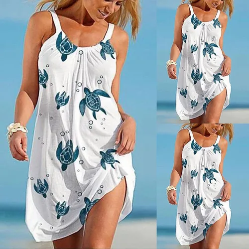 Vista 2 de KANGMOON Vestidos de verano para mujer vestido sin mangas casual holgado corto vestido corto de fiesta en la playa vestido sin mangas