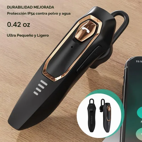 Vista 3 de Auriculares de un solo oído Bluetooth con cancelación de ruido inalámbrica, tiempo de conversación de 30 horas, micrófono con cancelación de ruido
