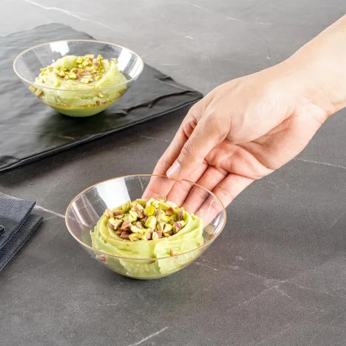 Vista 6 de Restaurantware Moderna - Cuencos de plástico de 6 onzas, 20 cuencos de ensalada desechables duraderos – Cuencos de plástico transparente resistentes