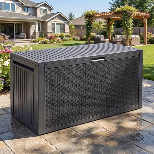 Vista 13 de [Usado] YITAHOME Caja de cubierta para exteriores de 35 galones, caja de almacenamiento impermeable con cerradura, contenedor de almacenamiento
