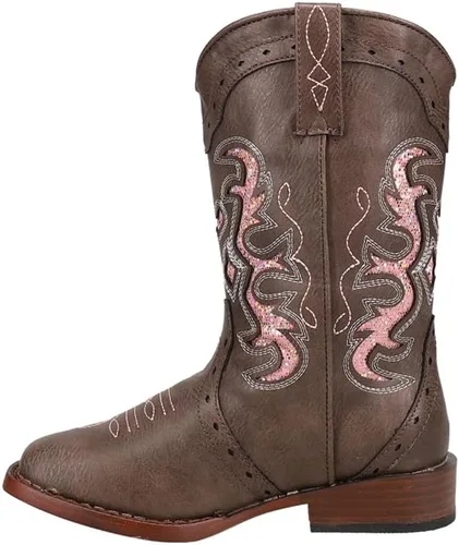 Vista 3 de ROPER Niños Niñas Lexi Rhinestone punta cuadrada Casual Botas Mid Calf - Marrón