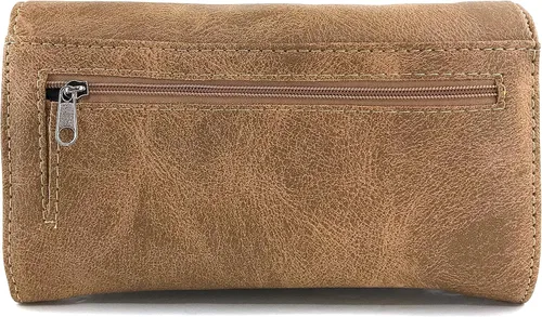 Vista 3 de Justin West Rhinestone Cruz Bordado Floral Corte Láser Pulsera Trifold Billetera Correa Larga