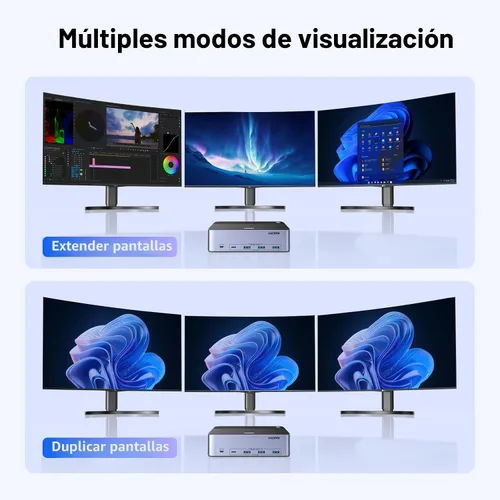 Vista 6 de UGREEN 8K@60Hz HDMI Displayport KVM Switch 3 monitores 2 ordenadores