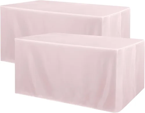 Vista 27 de Obstal Paquete de 2 manteles negros ajustables para mesas rectangulares de 4 pies, resistente al agua, lavable, tela de poliéster