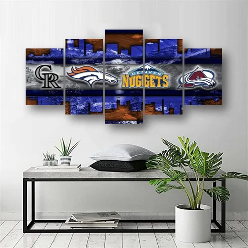 Vista 5 de Póster del equipo deportivo de la ciudad de Denver, lienzo deportivo, patrón artístico de pared, diseño Art Deco para fanáticos, decoración