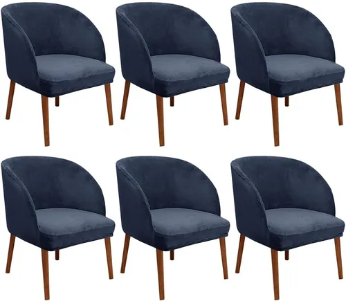 Vista 28 de Juego de 2 fundas de terciopelo elástico para sillas de comedor, con respaldo curvo moderno, protector de silla para sala de estar, dormitorio, Beige