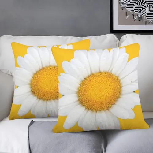 Vista 4 de SPXUBZ Daisy Big Bright Daisy - Almohada redonda de algodón y poliéster con cremallera oculta, decoración del hogar, cuadrada, interior/exterior