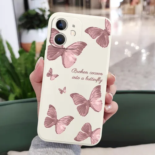 Vista 3 de LEECG Funda para iPhone 12 Mini, diseño creativo con estampado floral de mariposa de astronauta, funda antiarañazos de microfibra suave, funda