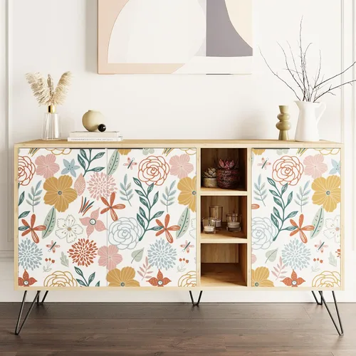 Vista 4 de WENMER Papel tapiz floral para despegar y pegar de 17.71 x 118 pulgadas, papel tapiz floral bohemio, papel de contacto floral rosa, autoadhesivo