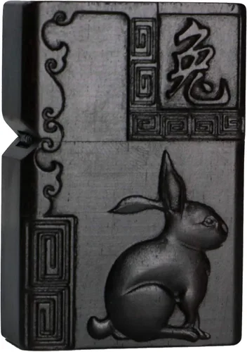 Vista 42 de Caja de carcasa de madera de ébano negro natural tallada para módulo Zippo (Serpiente Cobra)