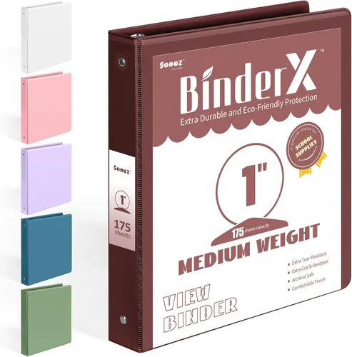 Vista 38 de BinderX - Carpeta de 3 anillos redondos extraduradera de 1 pulgada, se adapta a 175 hojas de papel de 8.5 x 11 pulgadas, cubierta personalizable