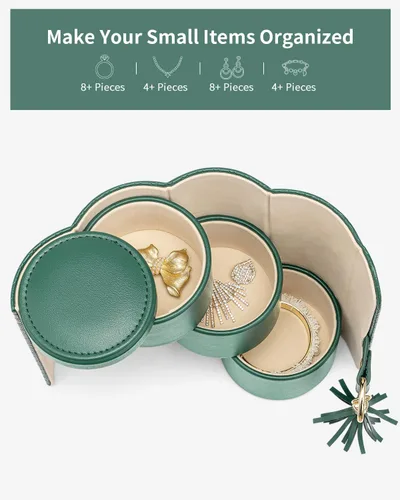 Vista 87 de Vlando Viaggio - Joyero pequeño, caja de almacenamiento para accesorios de viaje