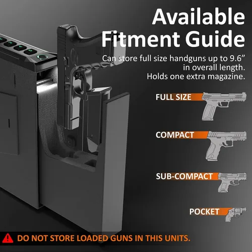 Vista 3 de Z ZLJUAN Caja fuerte montada para pistolas, acceso rápido, puerta corredera de apertura automática, pistola segura para mesita de noche, montaje