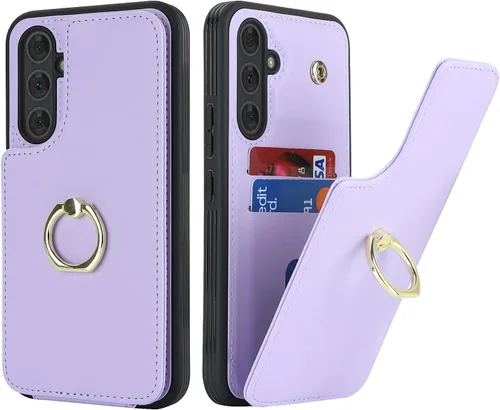 Vista 20 de Lipvina Funda para Samsung Galaxy A03s con tarjetero, Galaxy A03s Funda tipo cartera para mujer, tarjetero de crédito, soporte de anillo, fundas