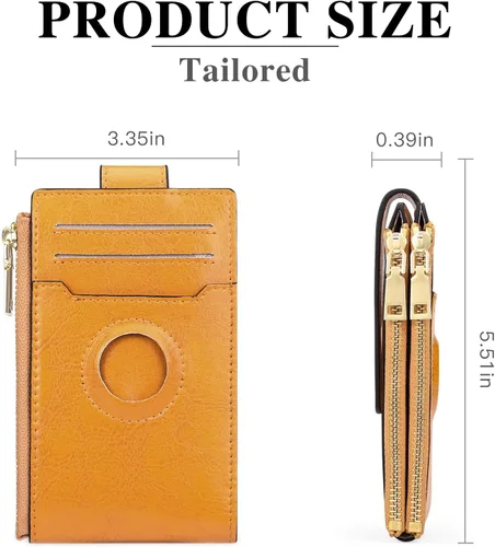 Vista 5 de FALAN MULE Cartera AirTag para mujer con funda integrada para AirTag Amarillo Moderno