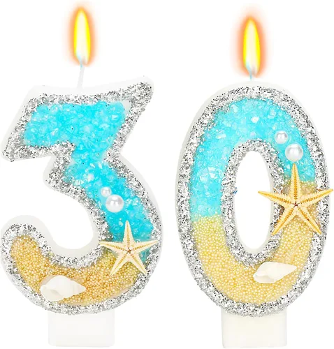 Vista 72 de Vela número 1 de estrella de mar de playa para decoración de pastel Plata