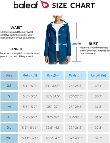 Vista 7 de BALEAF Chaqueta impermeable para mujer, impermeable, ligera, larga, para viajes, exteriores, cortavientos con capucha