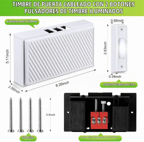 Vista 2 de Saillong - Kit de timbre con cable, compatible con la mayoría de timbres