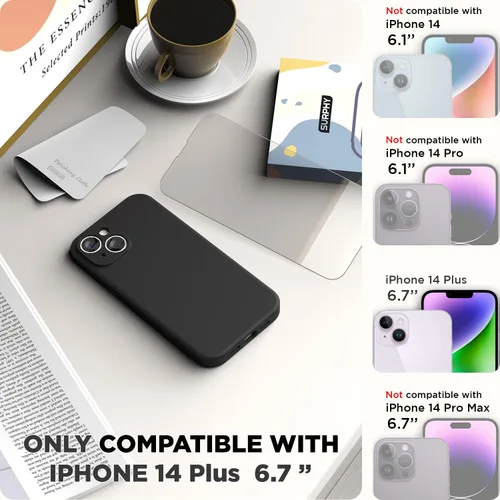 Vista 2 de SURPHY Funda para iPhone 14 Plus con Protector de Pantalla y Protección de Cámara, Funda de Teléfono de Silicona Líquida con Forro de Microfibra