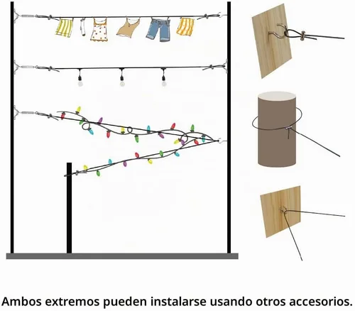 Vista 5 de YQL Kit colgante de luces de cadena para exteriores 304, cable de alambre