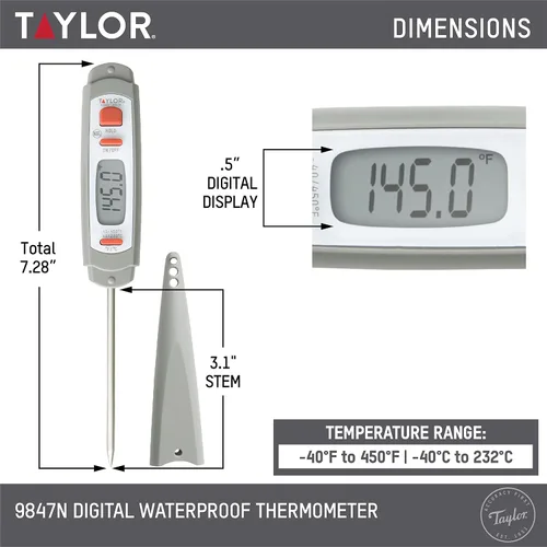 Vista 4 de Taylor Precision Products, Termómetro digital, compacto, resistente al agua