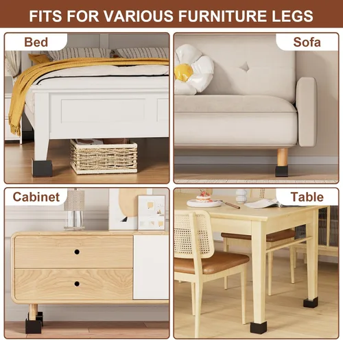 Vista 7 de Ezprotekt Elevadores de cama de 2 pulgadas, elevadores de muebles resistentes para cama, sofá, silla, marco de patas de mesa, elevadores de cama