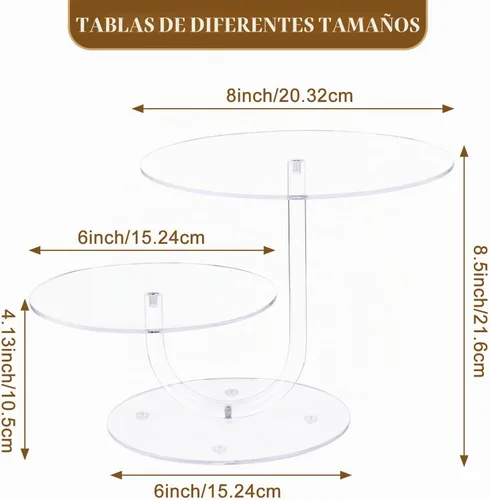 Vista 5 de Boxalls Soporte para pasteles de 2 niveles, elegante torre de acrílico transparente para cupcakes para bodas, cumpleaños, aniversarios, baby