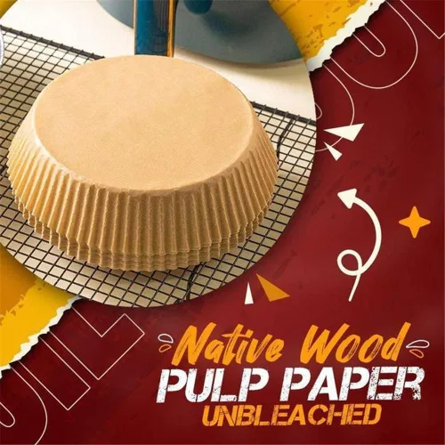 Vista 5 de Forro para freidora de aire, 100 piezas de forro desechable antiadherente, papel de hornear para freidora de aire, a prueba de aceite, impermeable