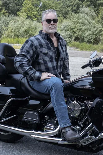 Vista 8 de Milwaukee Leather MPM1630 Camisa de motociclista de franela a cuadros para hombre con armadura CE - Reforzada con fibras de aramida