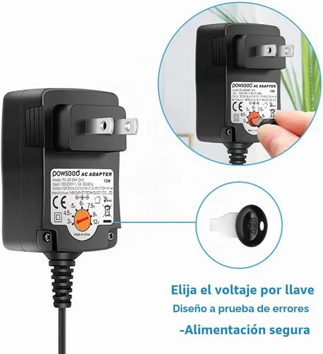Vista 3 de Powseed - Adaptador universal de CA de 12 W, 3 V, 4,5 V, 5 V, 6 V, 7,5 V, 9 V, 12 V, 1 A, cargador de CC