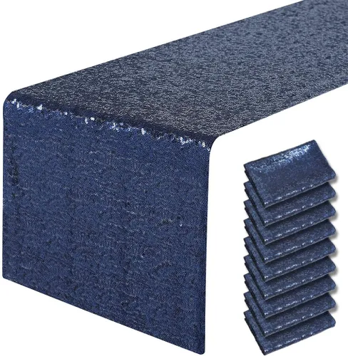 Vista 10 de Pufogu - Camino de mesa de lentejuelas brillantes de 12 x 72 pulgadas para fiestas de cumpleaños, decoración de bodas, despedidas de soltera