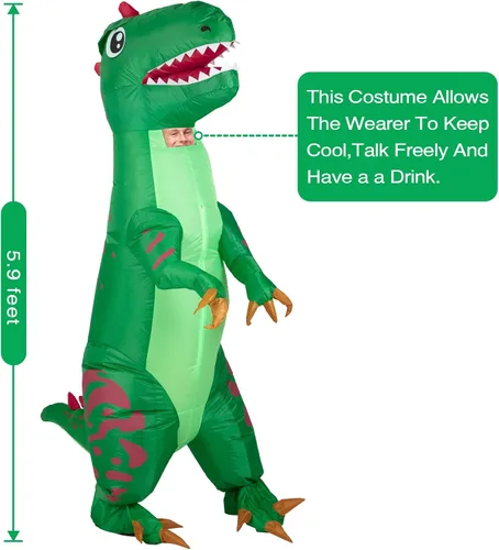 Vista 5 de Disfraces inflables de dinosaurio para adultos disfraz de cosplay T-Rex de Halloween