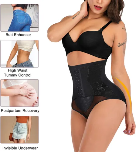 Vista 6 de YERKOAD Bragas con control de abdomen para mujer, moldeador de glúteos, corsé corto de cintura alta, moldeador de cuerpo, ropa