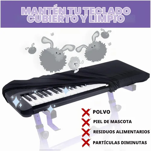 Vista 4 de Liquid Stands Funda para teclado de piano, cubierta antipolvo para 88 Funda protectora eléctrica digital con elastano de alta elasticidad y bloqueo
