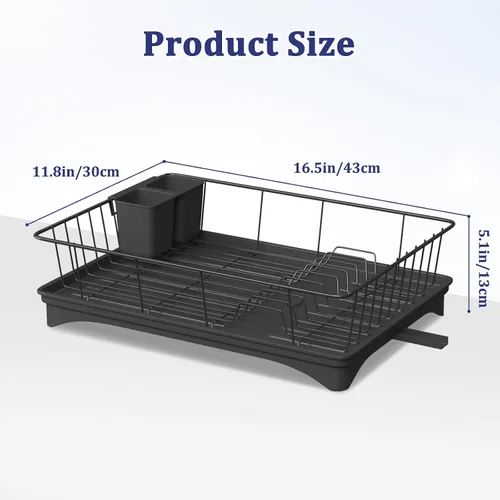 Vista 2 de Aonee Escurridor de platos, escurridor de platos con escurridor, soporte para cubiertos, escurridor de platos para encimera de cocina