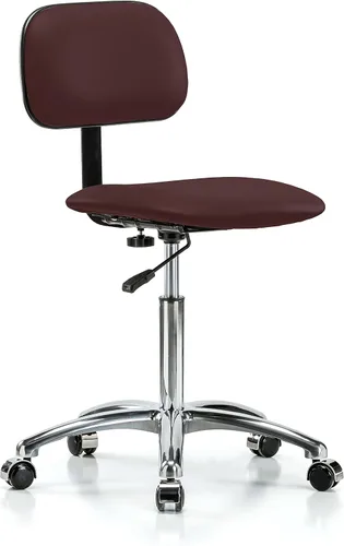 Vista 21 de Perch - Silla de laboratorio cromada con respaldo ajustable, altura del escritorio de 17 a 22 pulgadas, tela negra