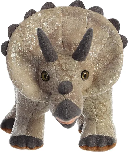 Vista 3 de Aurora Dinos & Dragons Triceratops - Peluche feroz de 13 pulgadas