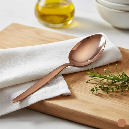 Vista 2 de Chef Kunz - Cuchara de cobre Cuchara de cocina de acero inoxidable 18/10 de titanio oro rosa 18/10 Cucharas de chef diarias para salsar
