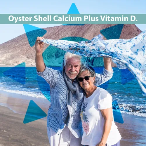 Vista 3 de GeriCare Oyster Shell Calcio 500mg + Vitamina D, Salud ósea, Tabletas de suplemento nutricional, 100 unidades (paquete de 1)