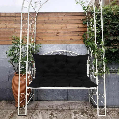 Vista 8 de Cojines de banco de repuesto suaves y gruesos con lazos, cojín para silla colgante, cojín de sofá tatami para suelo, almohadilla de banco Negro