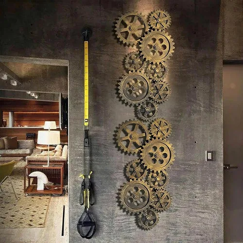 Vista 2 de TsoLay Decoración industrial de decoración de engranajes retro, decoración de pared de engranajes steampunk de 35.4 pulgadas, decoración de pared