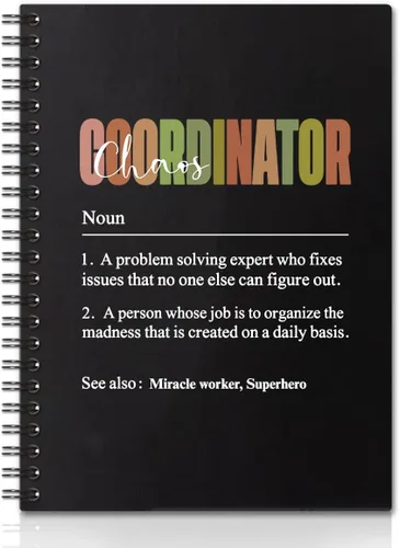 Vista 9 de Chaos Coordinator - Cuadernos de espiral de tapa dura negra y dorada, cuaderno de coordinador del caos, regalos de agradecimiento para empleados