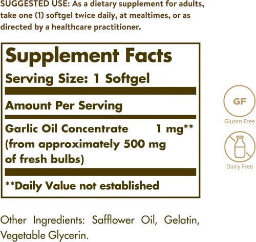 Vista 2 de Aceite de ajo Solgar Perles, 250 cápsulas blandas - Apoyo cardiovascular natural