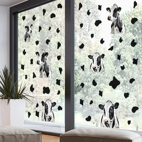 Vista 5 de Divertidas calcomanías de pared de vaca, calcomanías de pared de puntos, autoadhesivas, lindas calcomanías de arte para decoración de niños