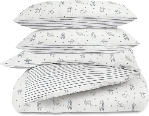 Vista 12 de MakeMake Organics Juego de funda de edredón individual certificado GOTS de algodón orgánico (88" x 68") – Reversible, suave, transpirable